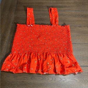 Urban Outfitters Red Floral Smocked Crop Top size L